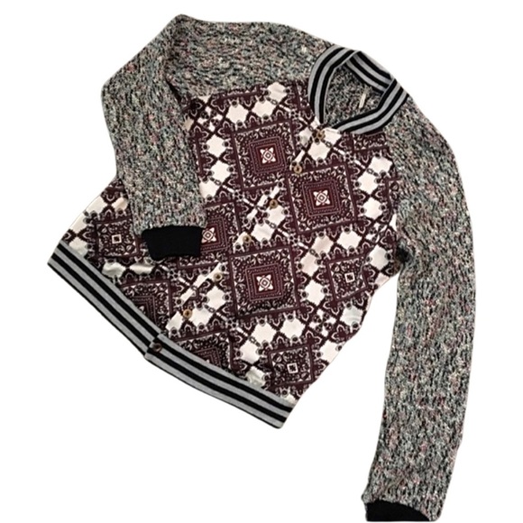 Buckle Jackets & Blazers - Buckle BKE Gimmicks | Burgundy / Maroon Pattern Bomber Jacket | Size Large